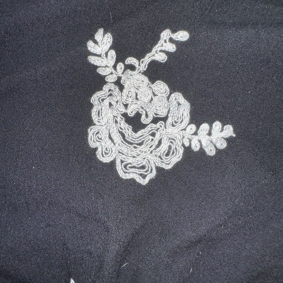 Free People Black Embroidered Long Sleeve Mini Dress Size Medium - Picture 3 of 5